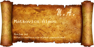 Matkovics Álmos névjegykártya